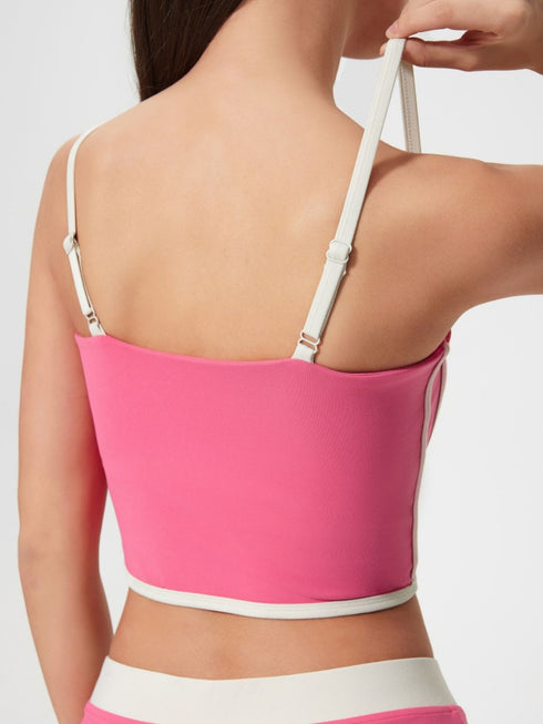 Millennia Contrast Trim Square Neck Active Cami with Detachable Chest Pads - Odaingerous